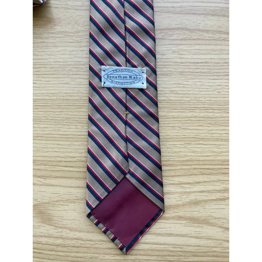 Vintage Jonothan Lake Brown Stripped Silk Tie - Picture 3 of 9